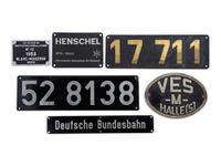 A Group of Six Metal Locomotive Plaques