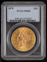 A United States 1878 Liberty Head $20 Gold Coin