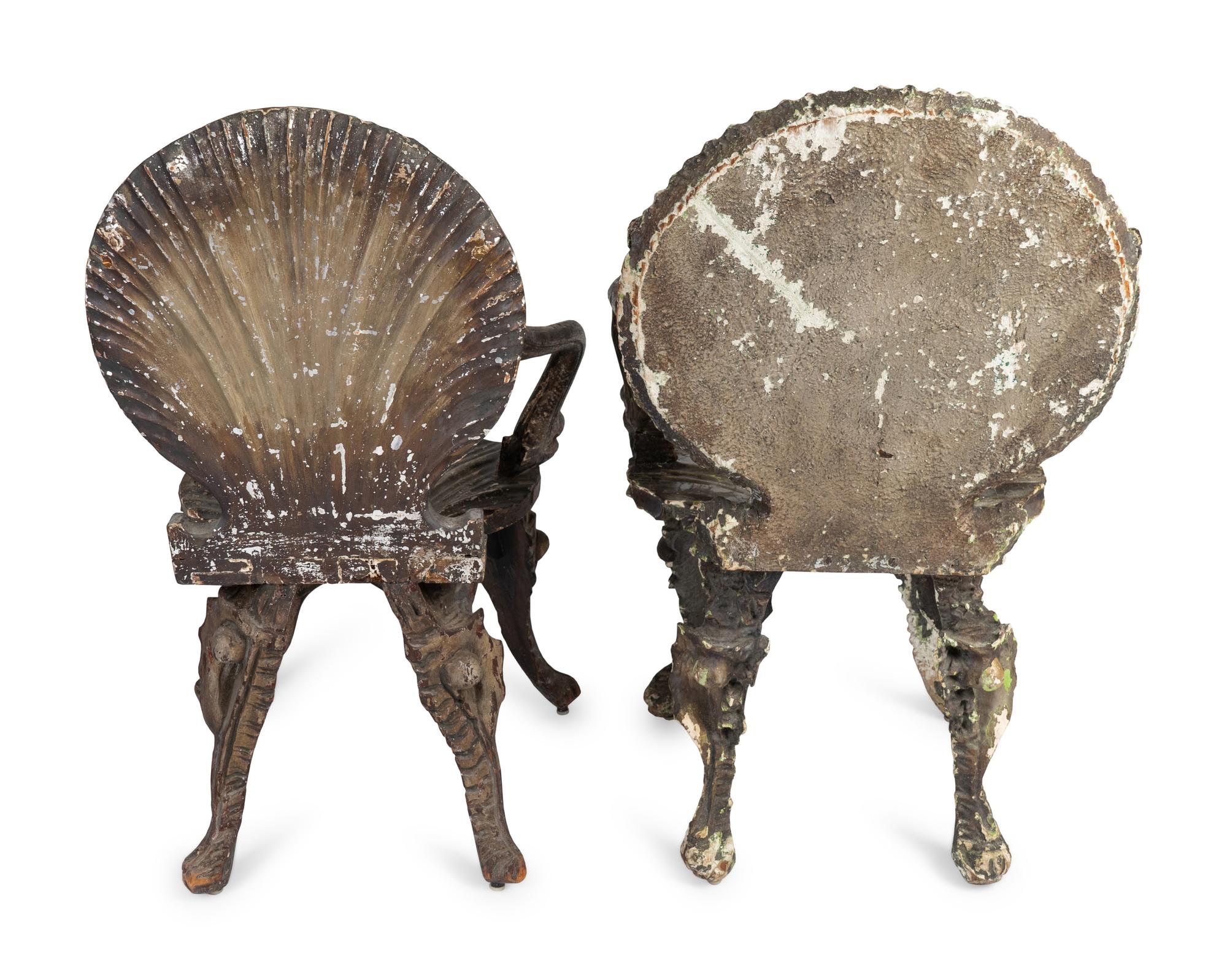 A Pair of Italian Silvered Grotto Armchairs — 19TH CENTURY