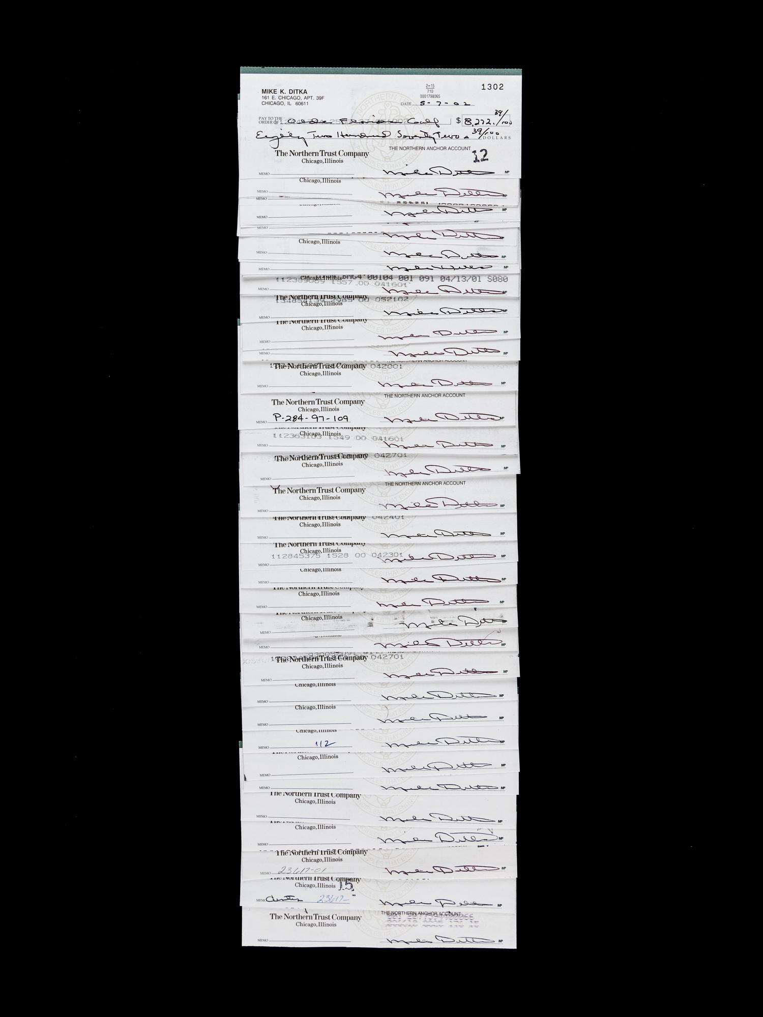 A Group of 50 Mike Ditka Signed Autograph Personal Checks From The Collection of Mike Ditka