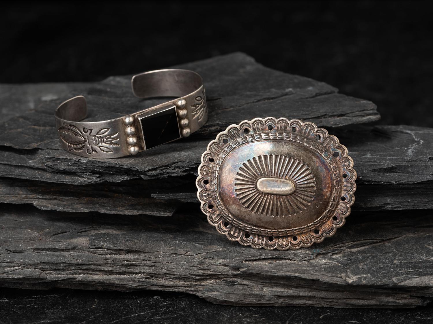 Silver Concha Pin / Brooch, PLUS