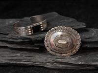 Silver Concha Pin / Brooch, PLUS