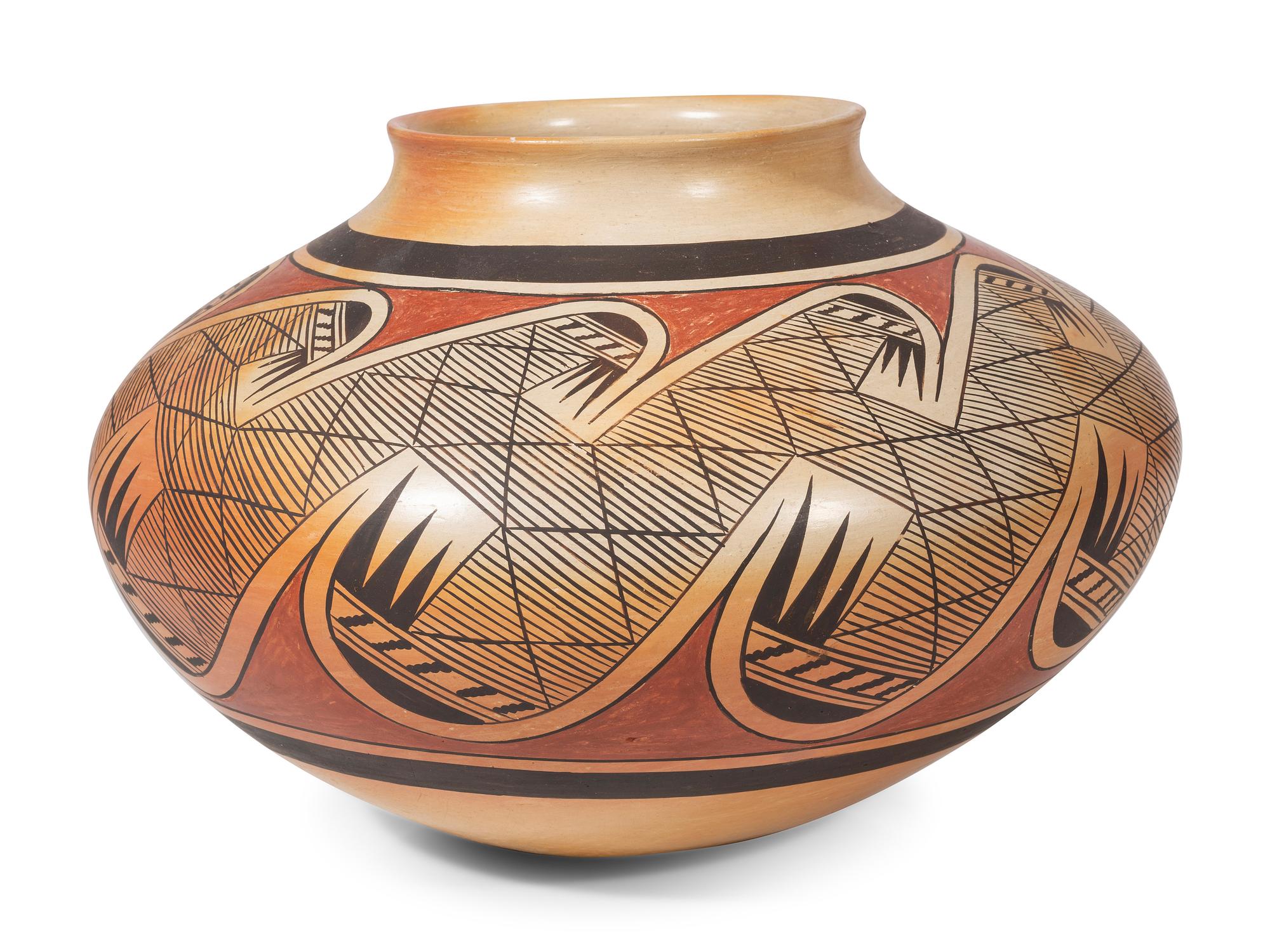 Polychrome Pottery Jar, with Migration Pattern