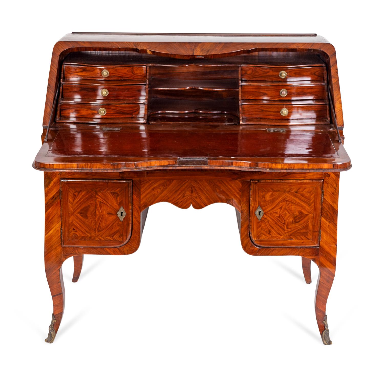 A Louis XV Parquetry Bureau en Pente