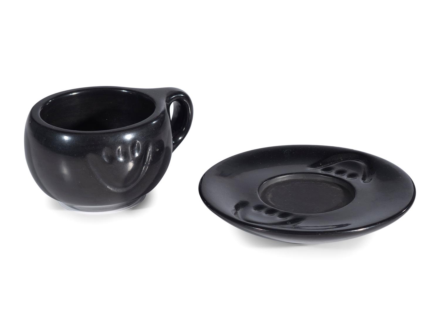 Blackware Pottery Cup and Saucer