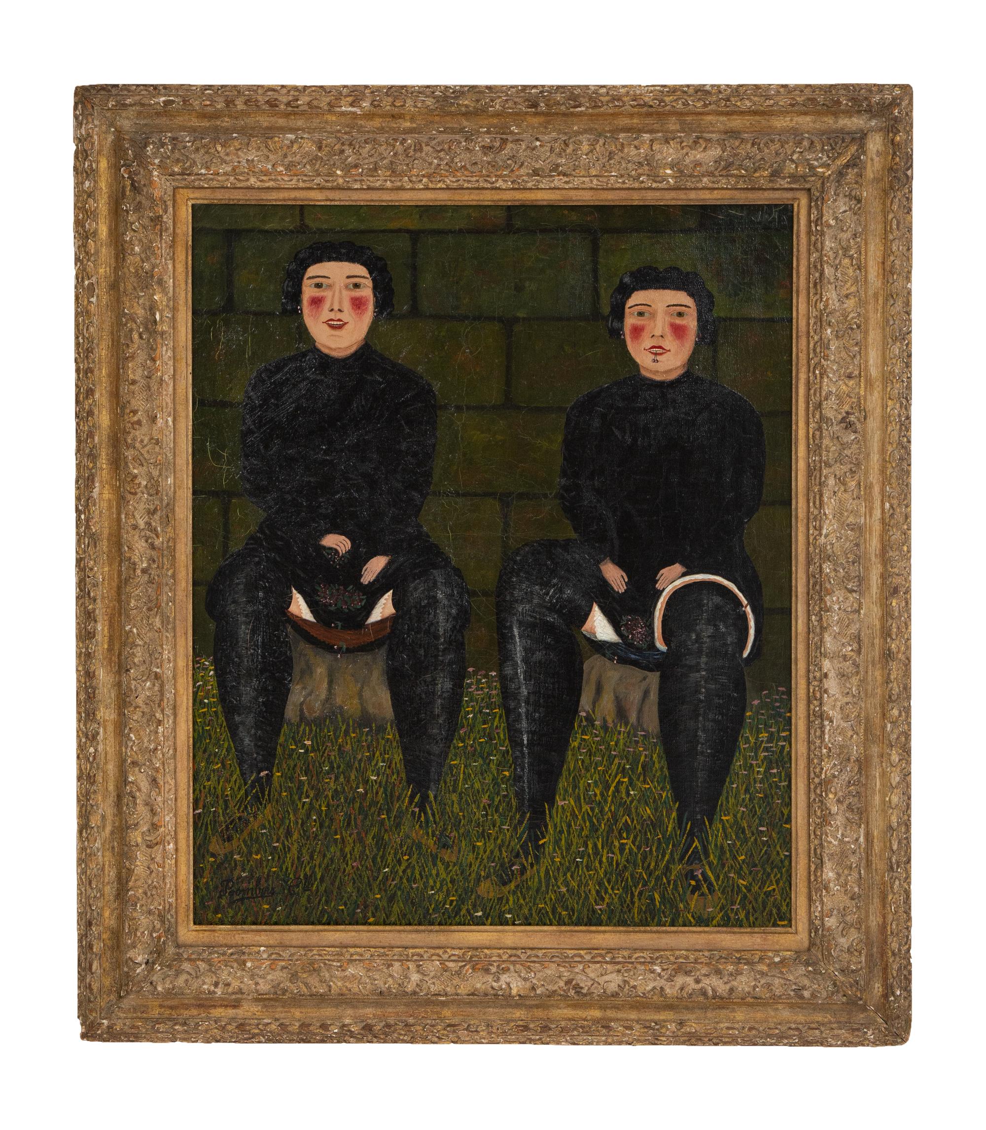 Les deux soeurs dans un verger (jeunes filles aux cerises)