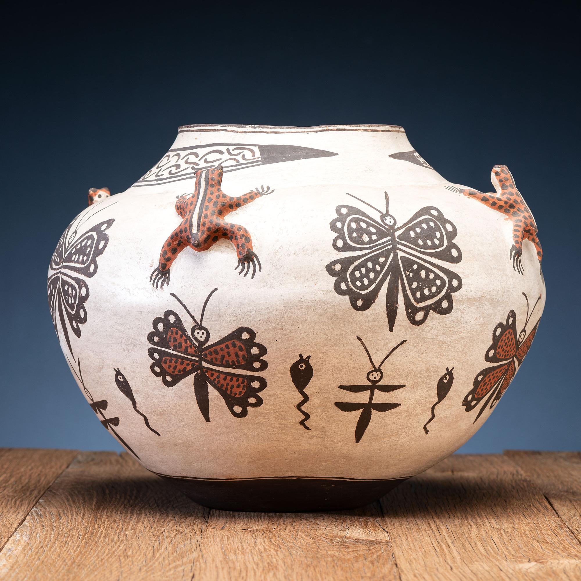 Zuni Polychrome Pottery Frog Jar