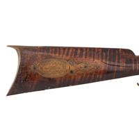 Percussion Plains Rifle with Brass Lock Marked Golcher & Butler Attributed to Tryon