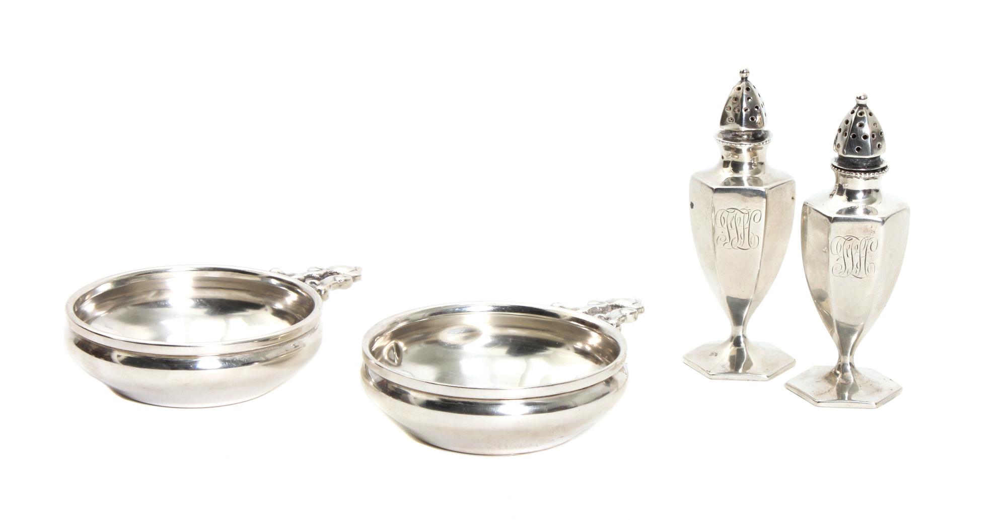 A Pair of American Silver Wine Cups, , together with two American silver casters.