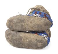 Northern Plains Toddler's Beaded Buffalo Hide Hightop Moccasins