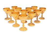 A Set of Twelve Gilt Metal Kiddush Cups