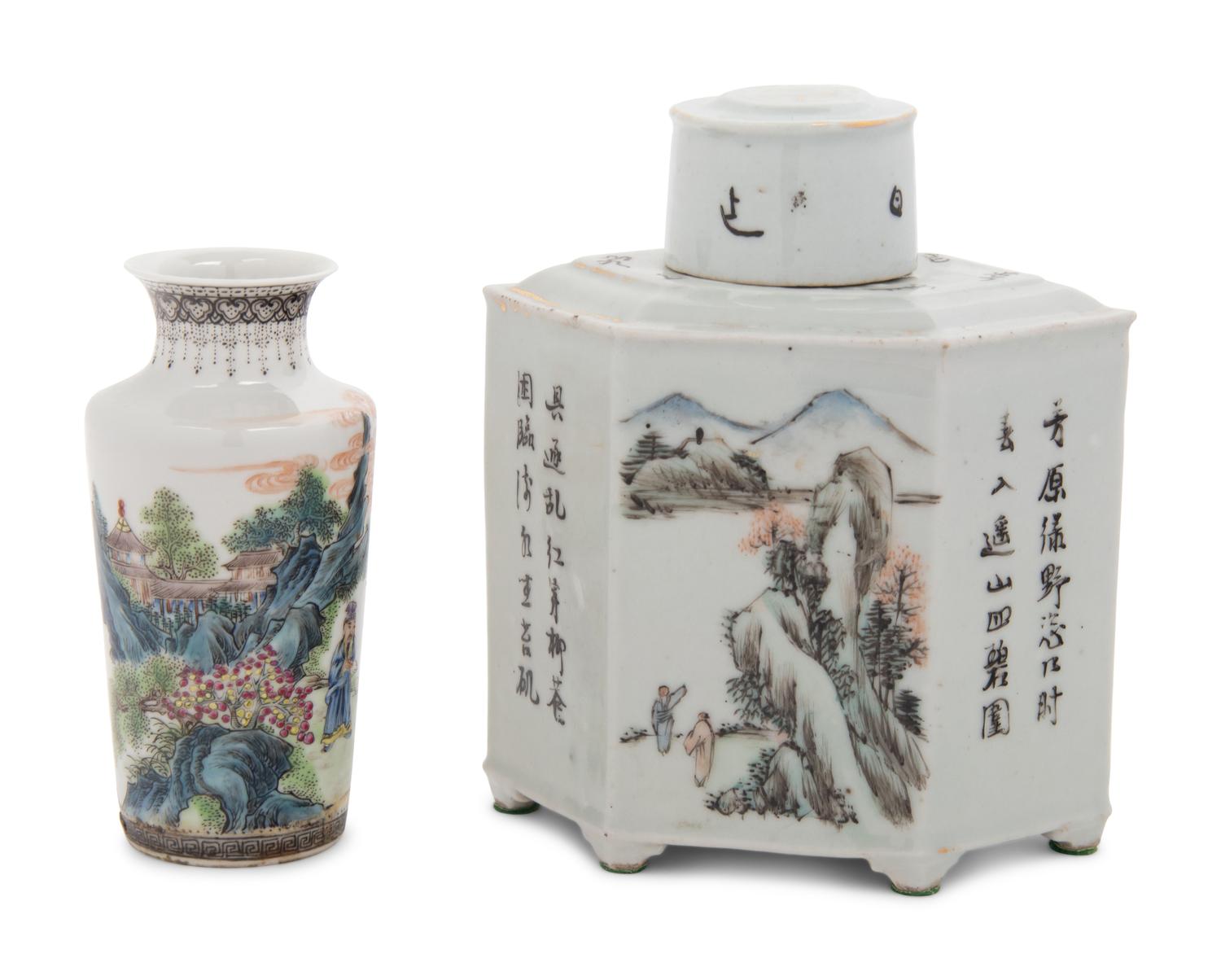 Two Chinese Famille Rose Porcelain Articles