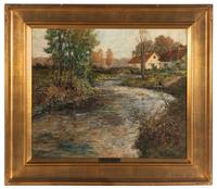 Frits Thaulow (Norwegian, 1847-1906) — Le Long de la Rivière, Normandie