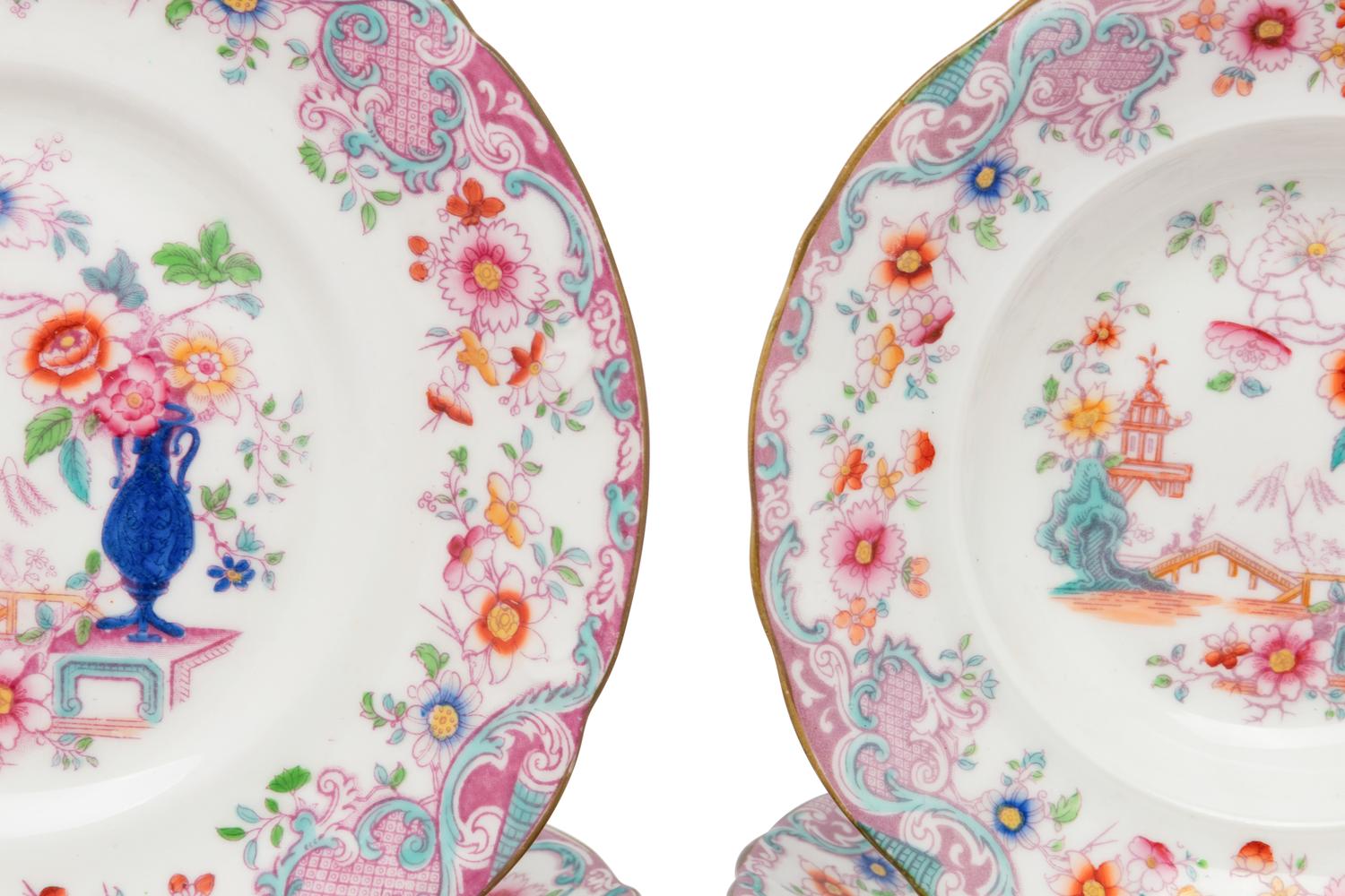 A Derby Transfer-Decorated Ironstone Dinner Service