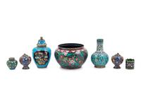 Seven Japanese Cloisonné Enamel Articles
