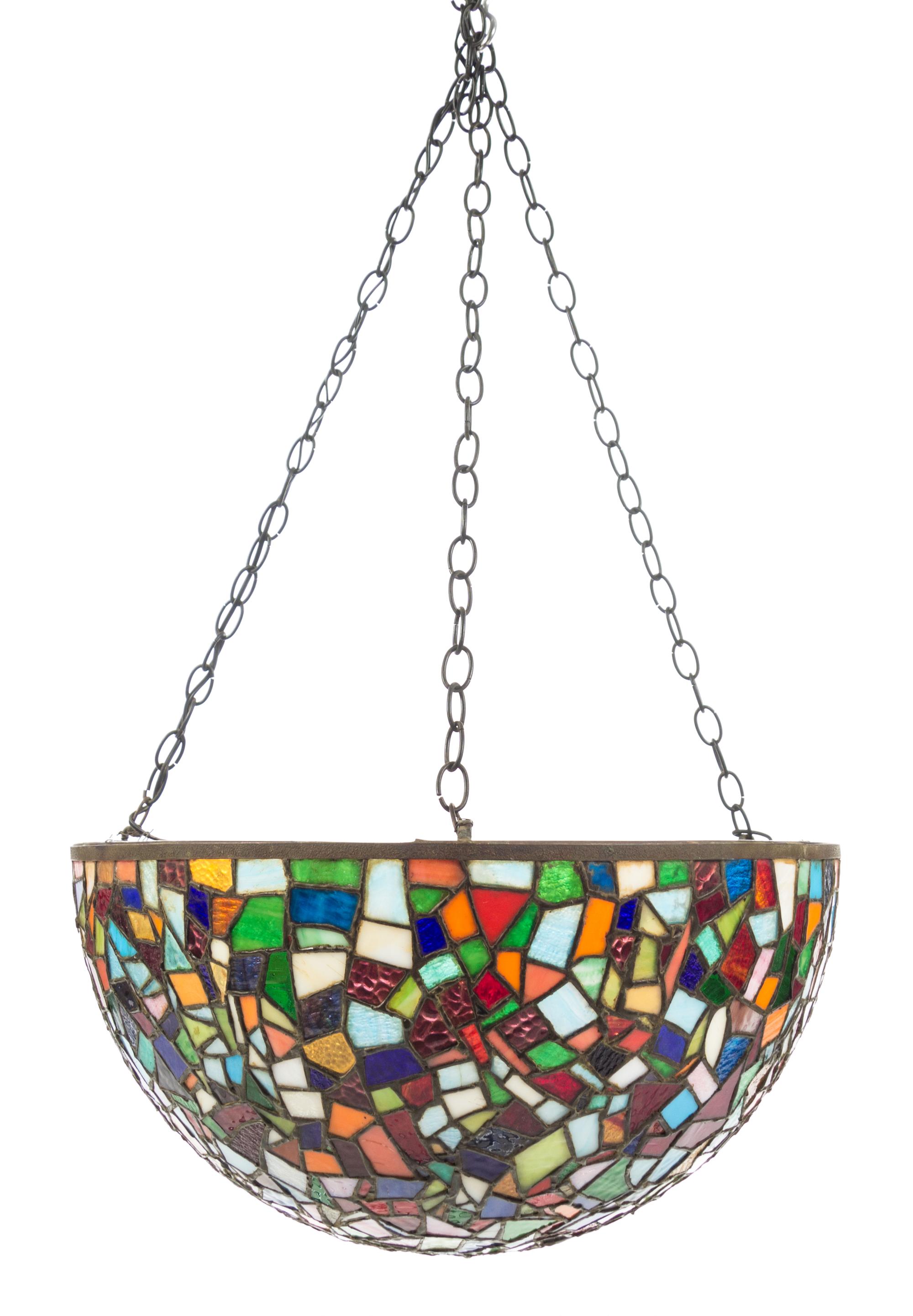 An Olma Studios Leaded Glass Fixture Diameter 22 1/2 inches.