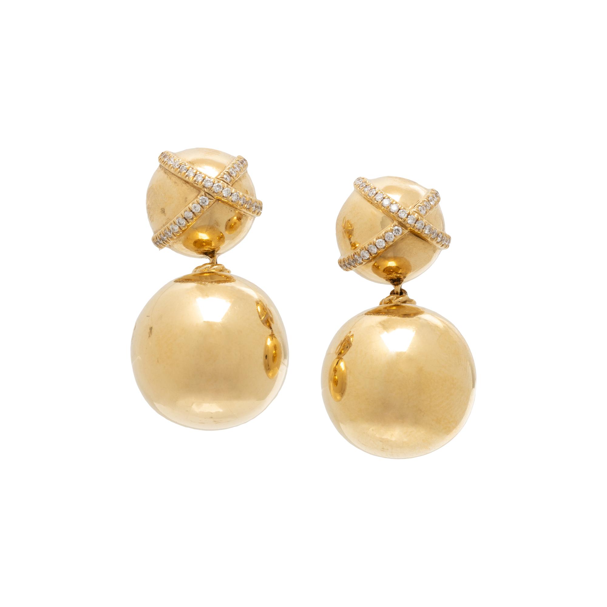 DAVID YURMAN, YELLOW GOLD AND DIAMOND EARRINGS