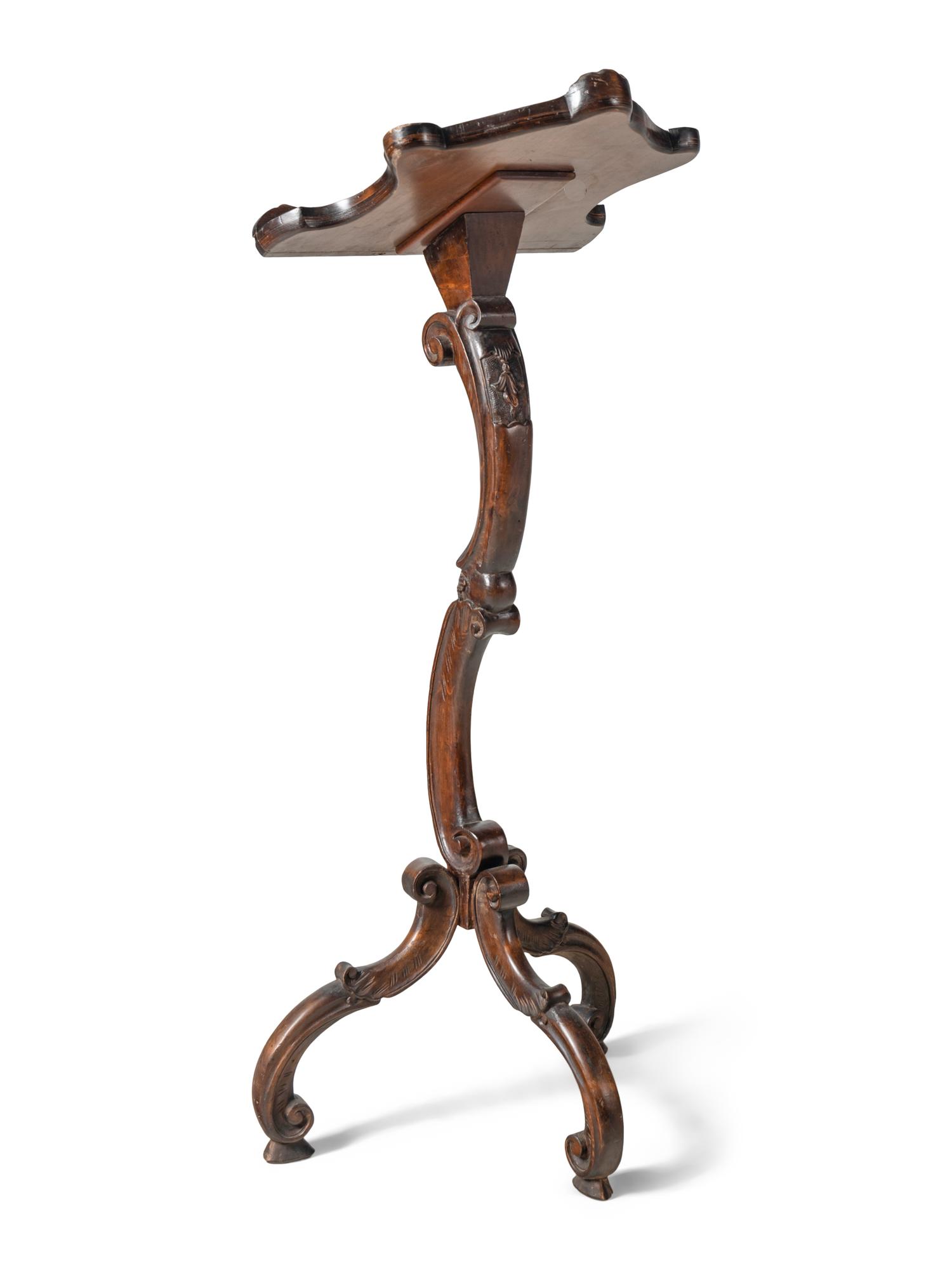 A Venetian Carved Walnut Music Stand