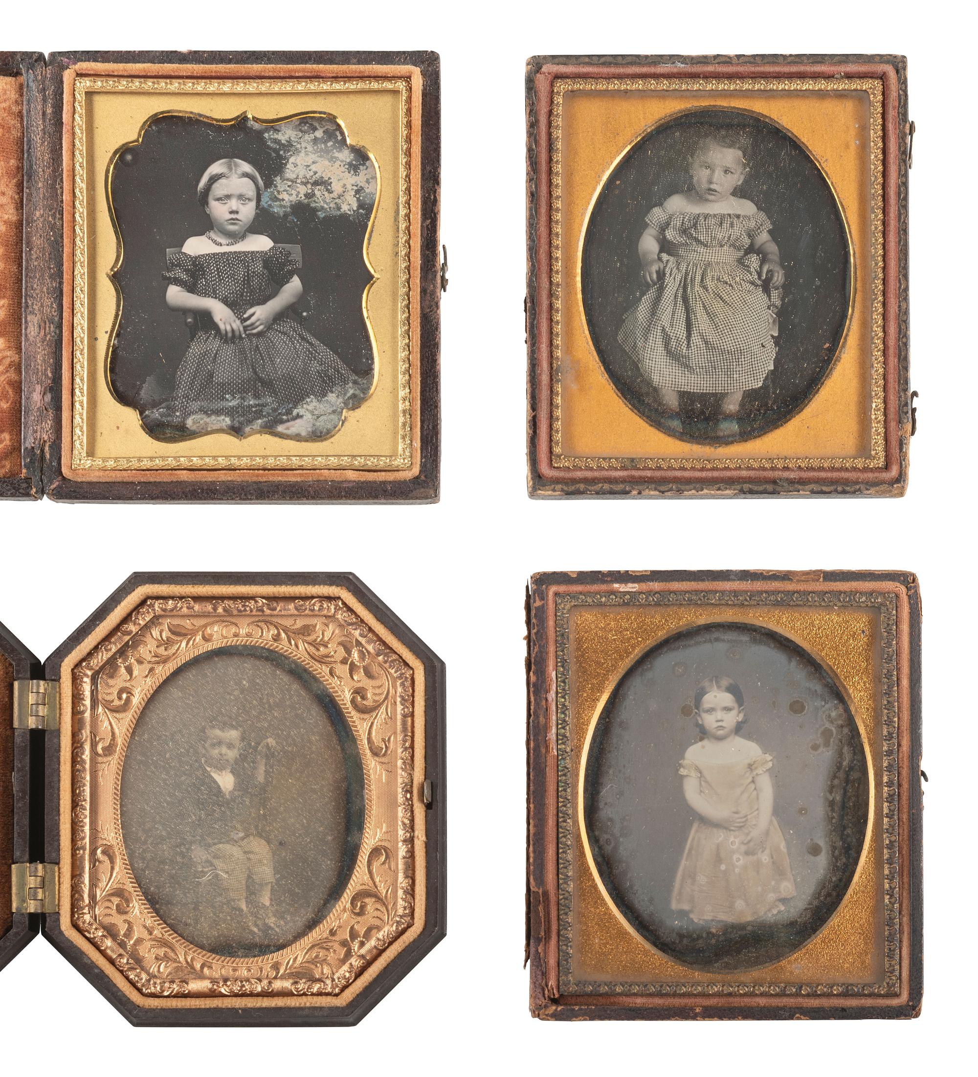 [EARLY PHOTOGRAPHY]. 30 daguerreotypes of children in sixth plate cases.