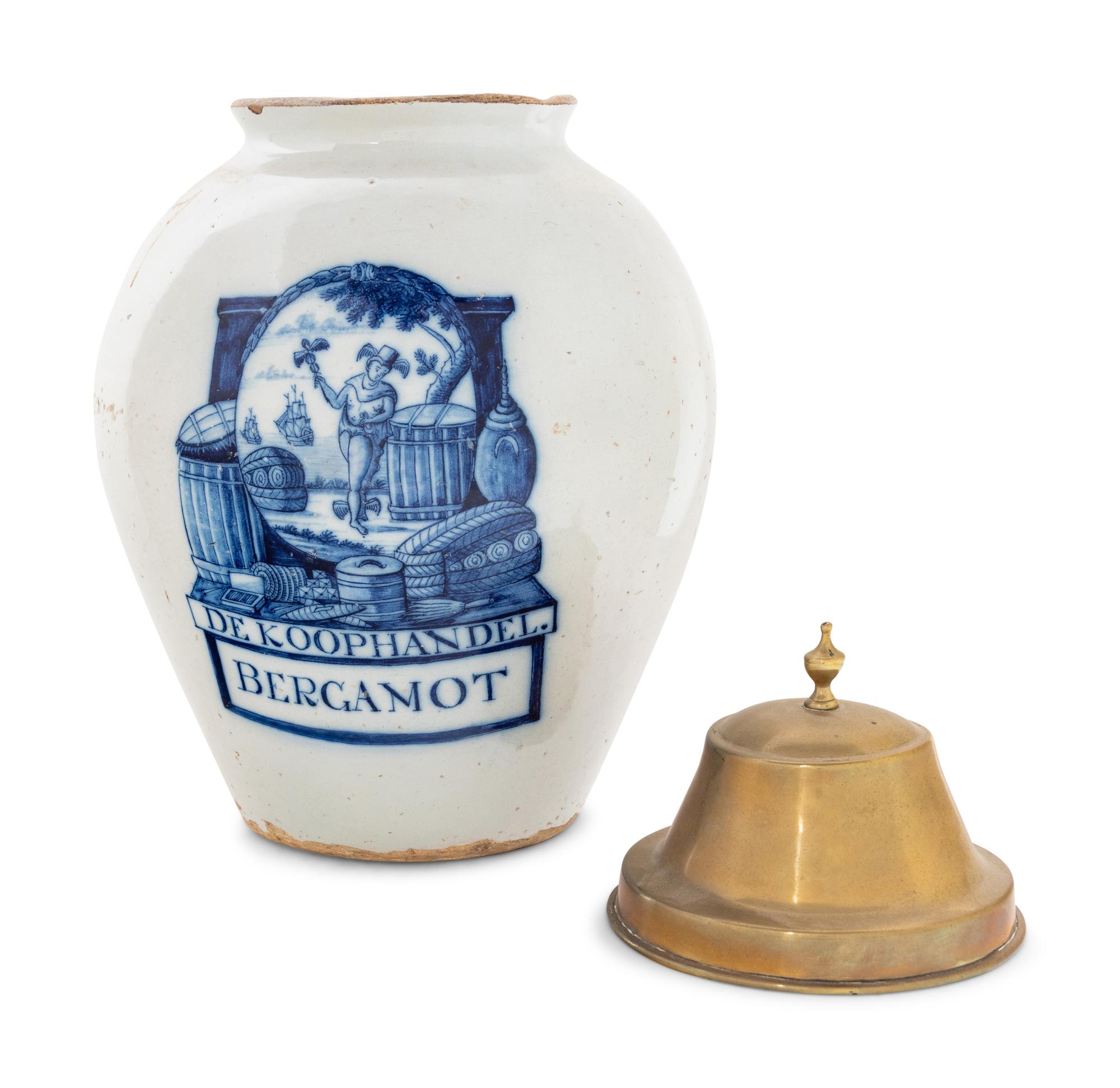 A Delft Blue and White Tobacco Jar