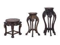 Three Chinese Carved Wood Stands