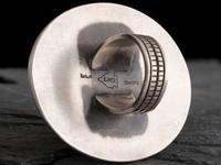 Large Heavily Stamped Sterling Silver Concha Ring