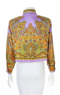 A Gianni Versace Silk Print Cropped Blouse, Size 44.