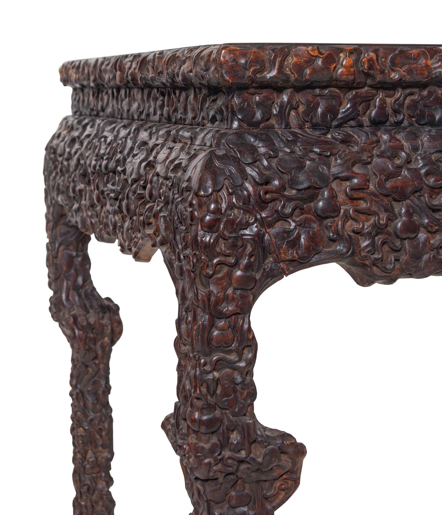 A Chinese Export Carved Hardwood Altar Table