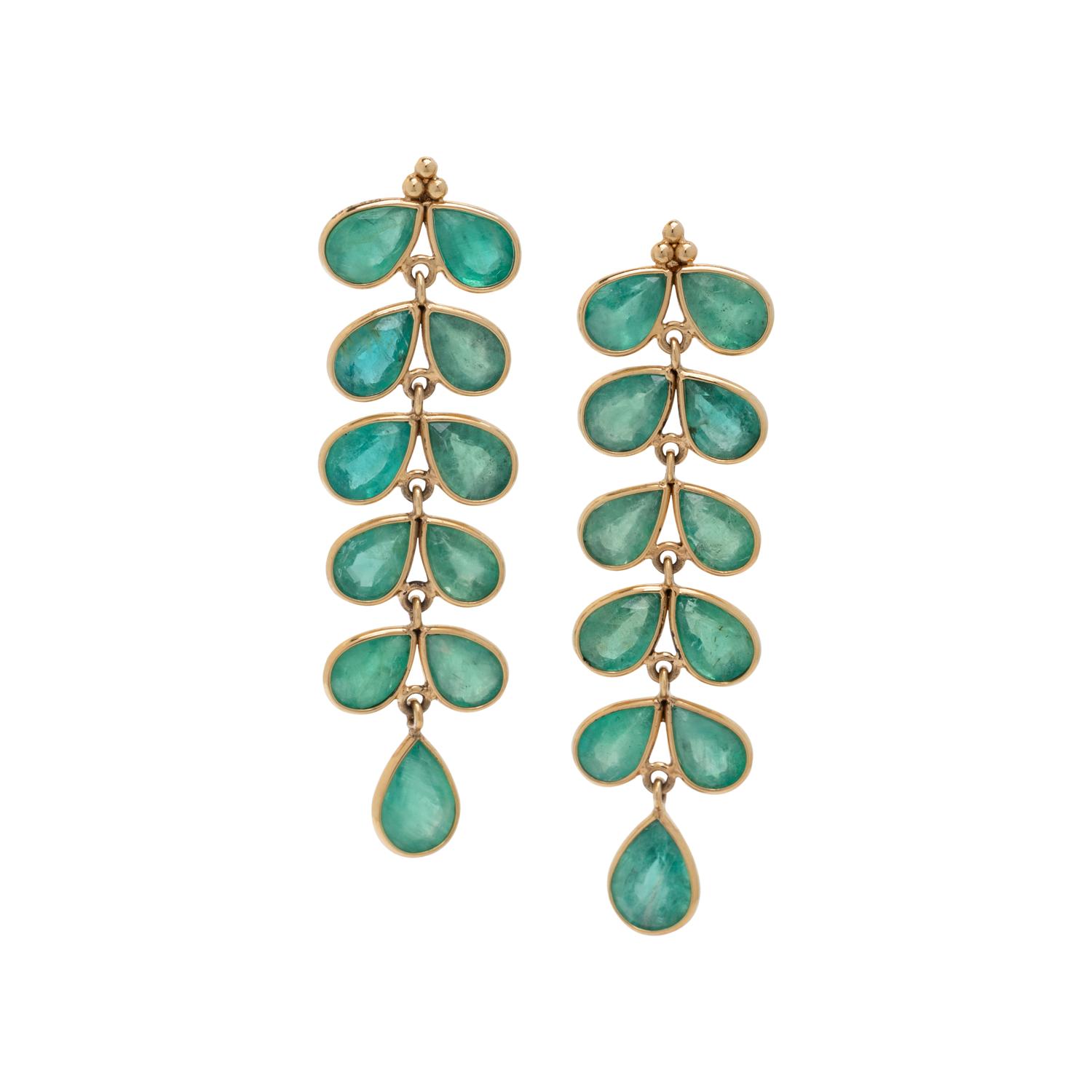 YELLOW GOLD AND EMERALD EARRINGS