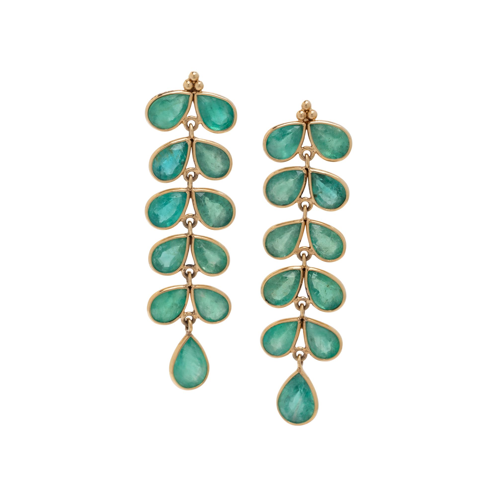 YELLOW GOLD AND EMERALD EARRINGS