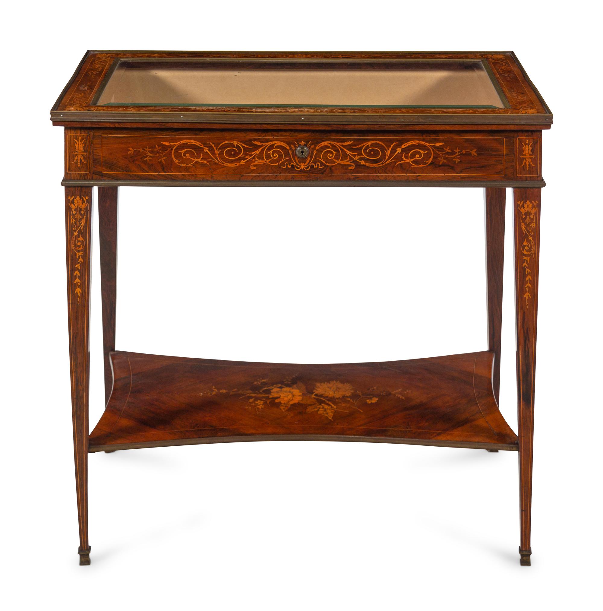 A French Gilt Bronze Mounted Marquetry Vitrine Table