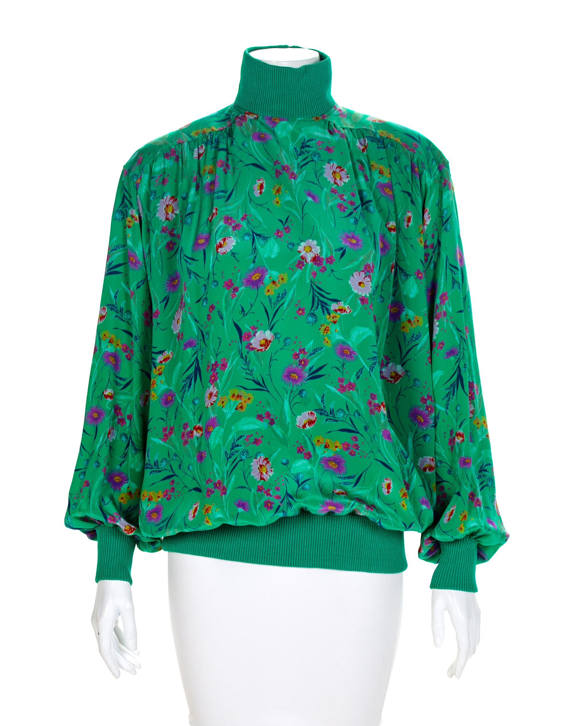 Ungaro Floral Print Blouse, 1980-90s Size label: 6