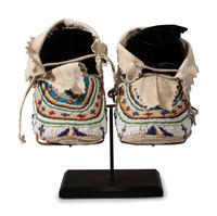 Northern Plains Child's Beaded Hide Moccasins