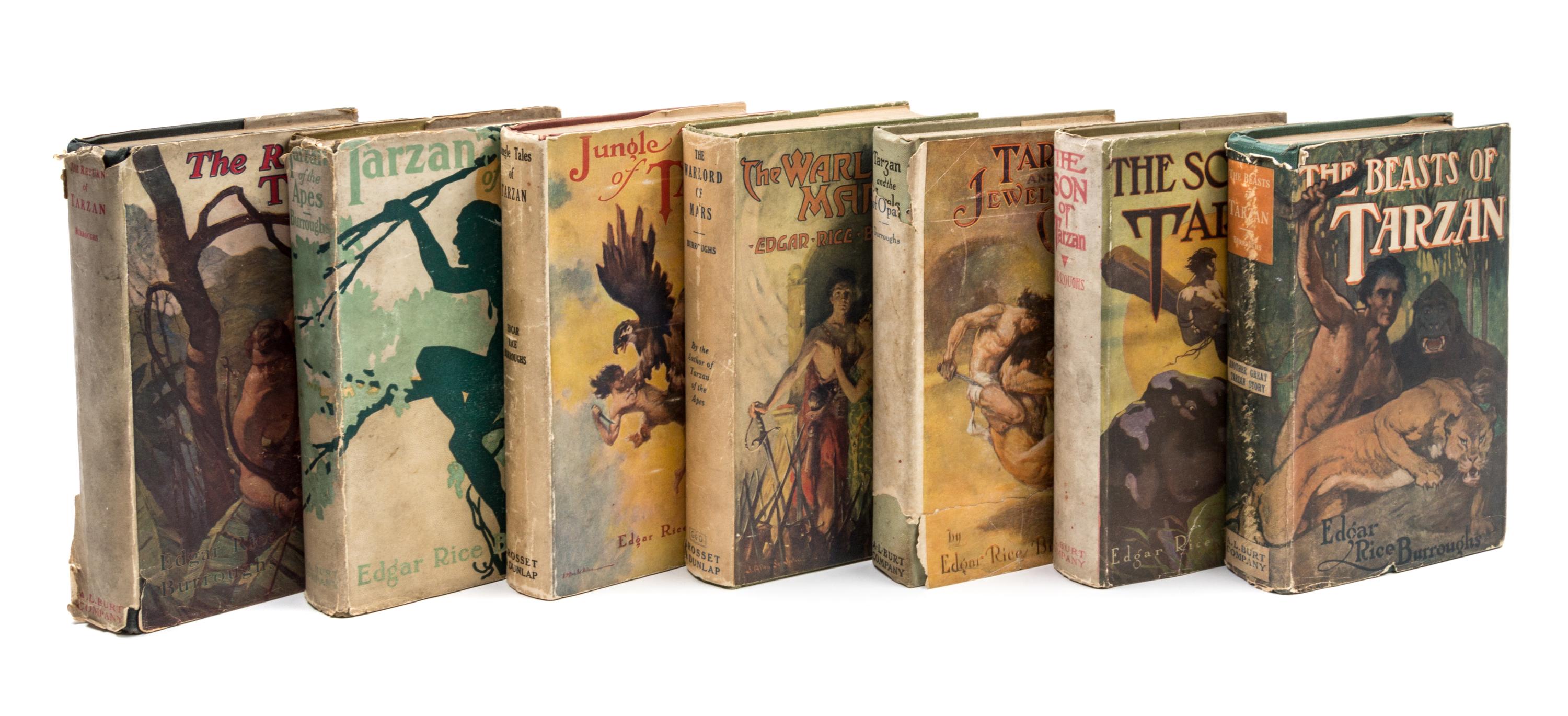 BURROUGHS, EDGAR RICE. 5 early Tarzan titles. Chicago: A.L. Burt, various dates. With 2 others pubs by Grosset and Dunlap.