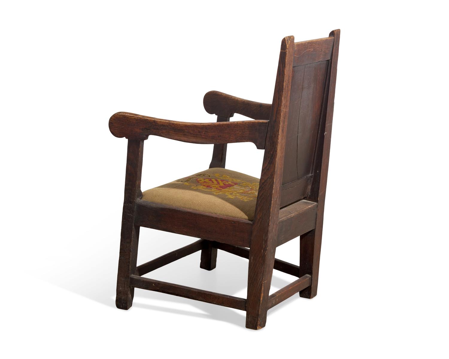 A George I Inlaid Oak Armchair