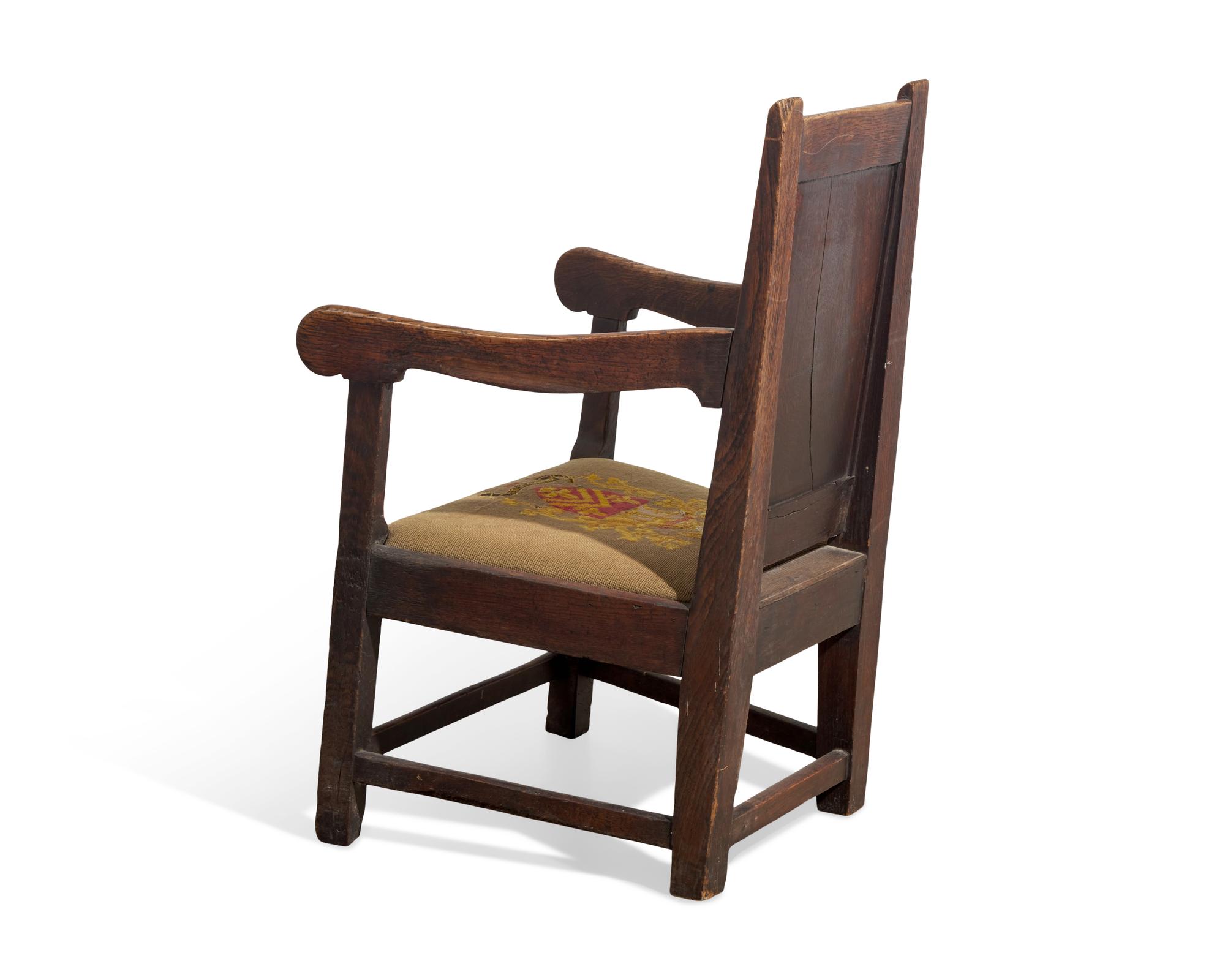 A George I Inlaid Oak Armchair