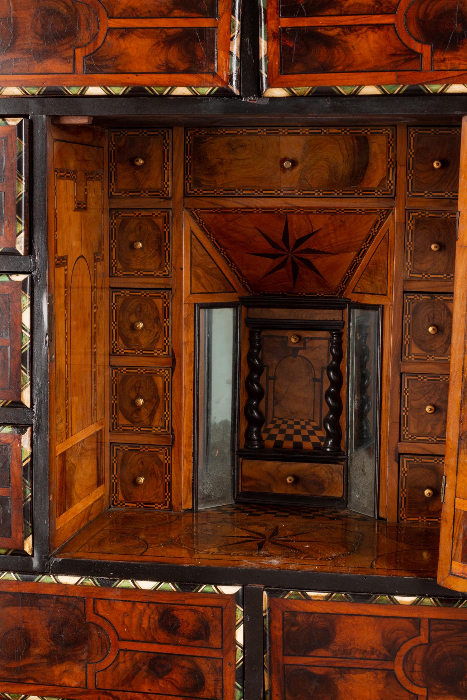 A Dutch Baroque Style Marquetry Cabinet on Stand