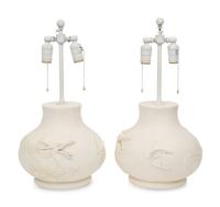 A Pair of Sirmos Dragon Relief Table Lamps