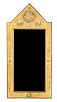 A Neoclassical Style Polychrome-Painted Mirror 58 1/2 x 30 inches.