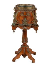 A Napoleon III Gilt Metal Mounted Kingwood Jardinière and Stand