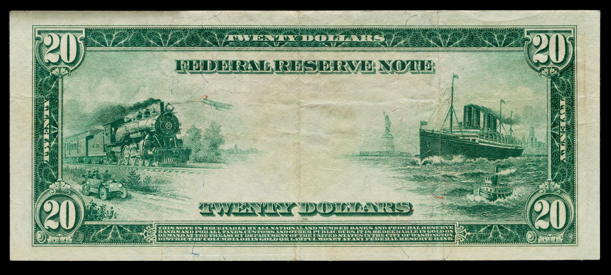 A United States Series 1914-L $20 Federal Reserve Note — PCGS CURRENCY GRADED VF30PPQ