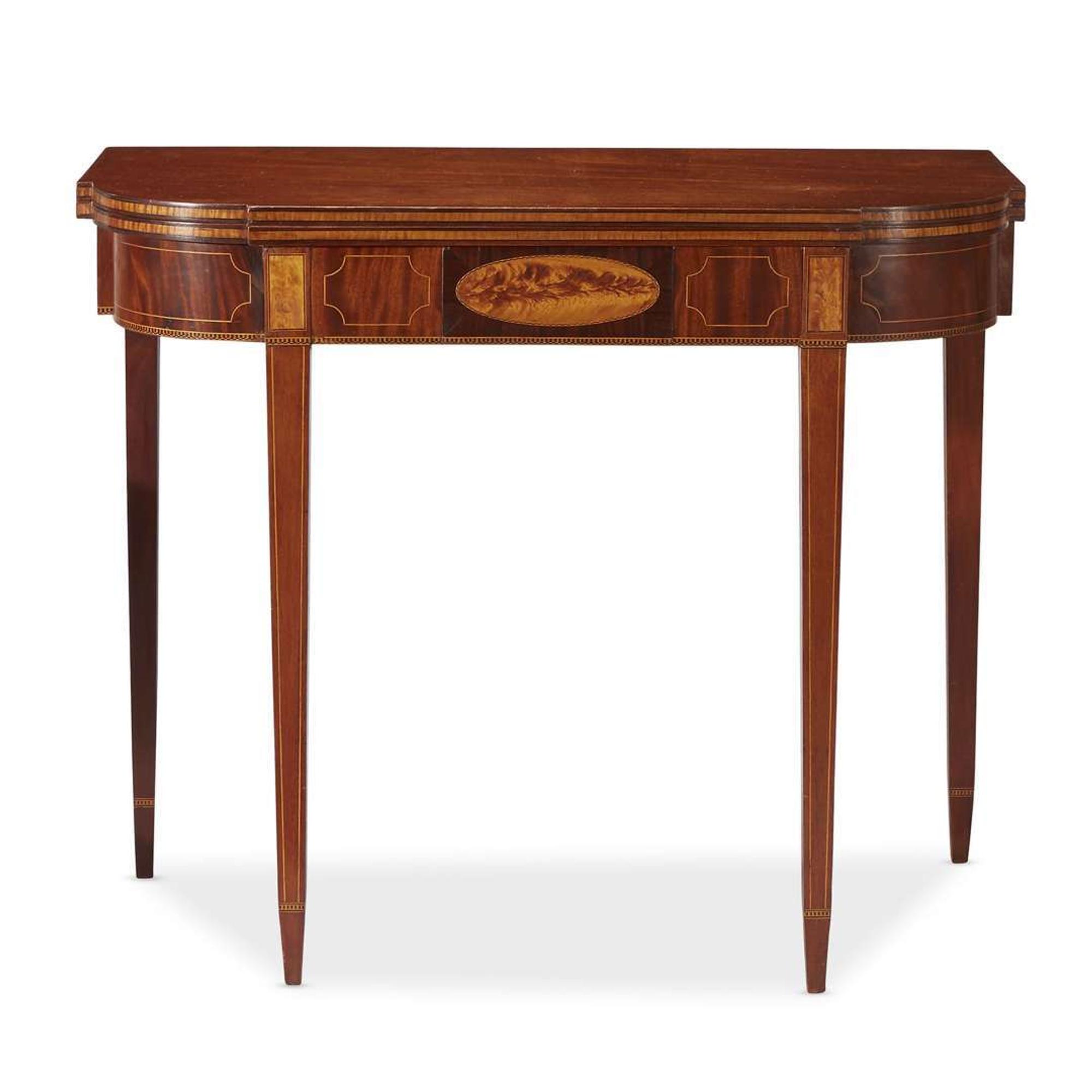 Federal inlaid figured birch and mahogany card table New England, circa 1800