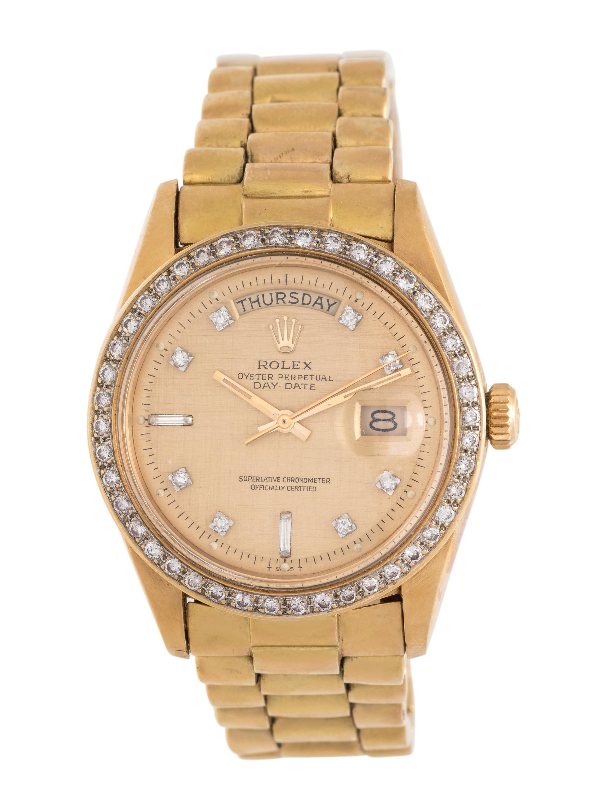 ROLEX, REF. 1803 18K YELLOW GOLD AND DIAMOND 'OYSTER PERPETUAL DAY-DATE' WRISTWATCH, CIRCA 1978
