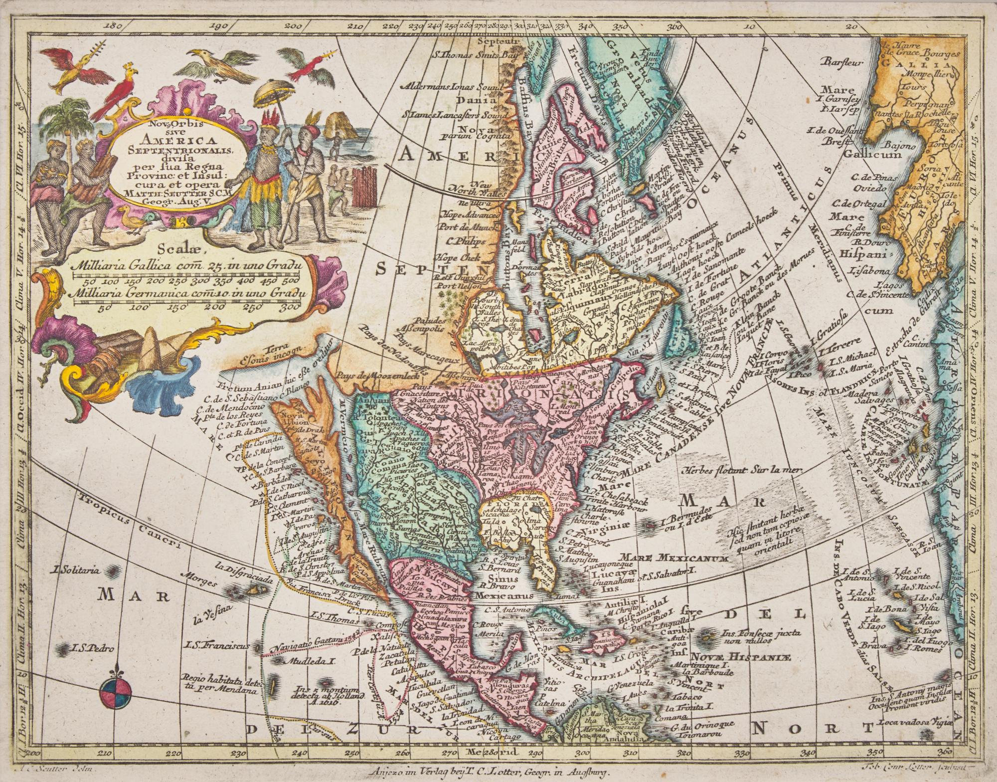 [Maps & Atlases] Lotter, Tobias Conrad. Nov Orbis sive America Septentrionalis divisa per sua Regna Provinc: et Insul: Cura et Opera