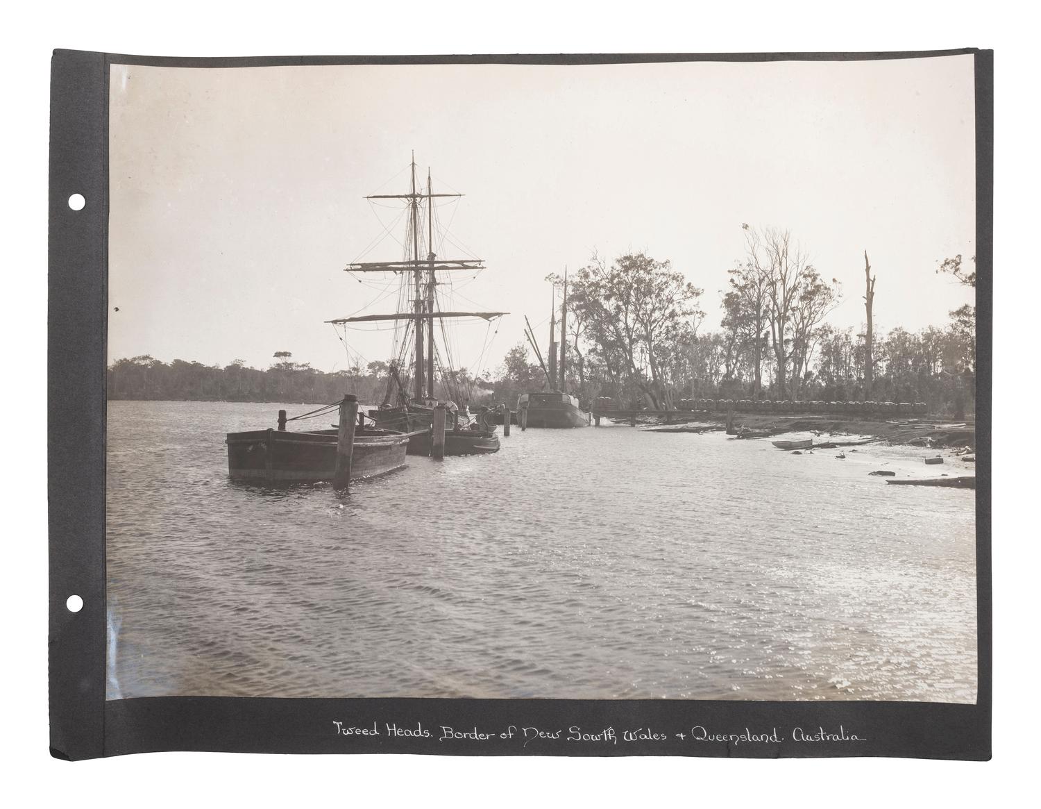 [EARLY PHOTOGRAPHY] -- [AUSTRALIA]. Album containing photographs of Queensland, Australia, incl. images of landscapes, timber hauling, and aboriginal Australians.