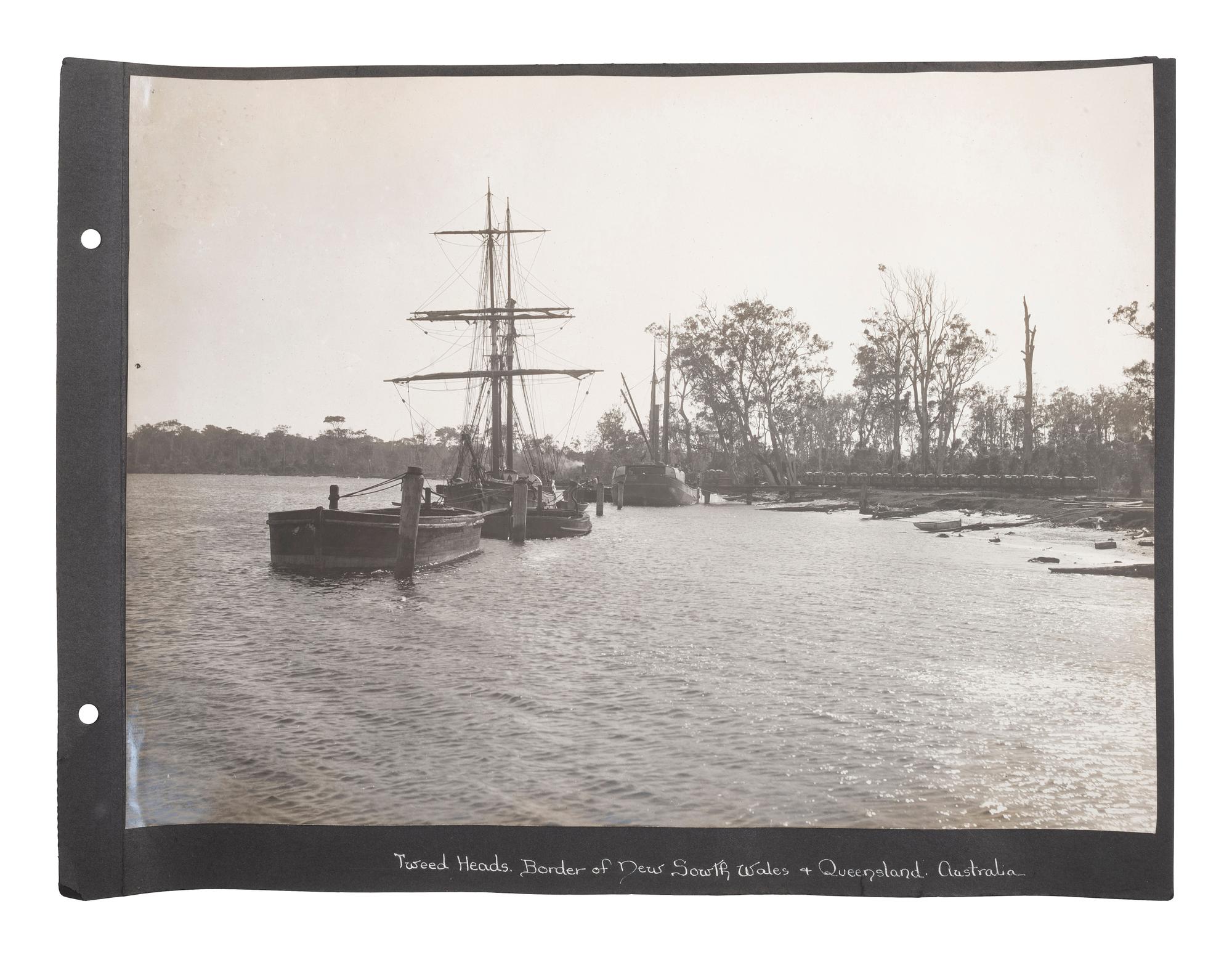 [EARLY PHOTOGRAPHY] -- [AUSTRALIA]. Album containing photographs of Queensland, Australia, incl. images of landscapes, timber hauling, and aboriginal Australians.