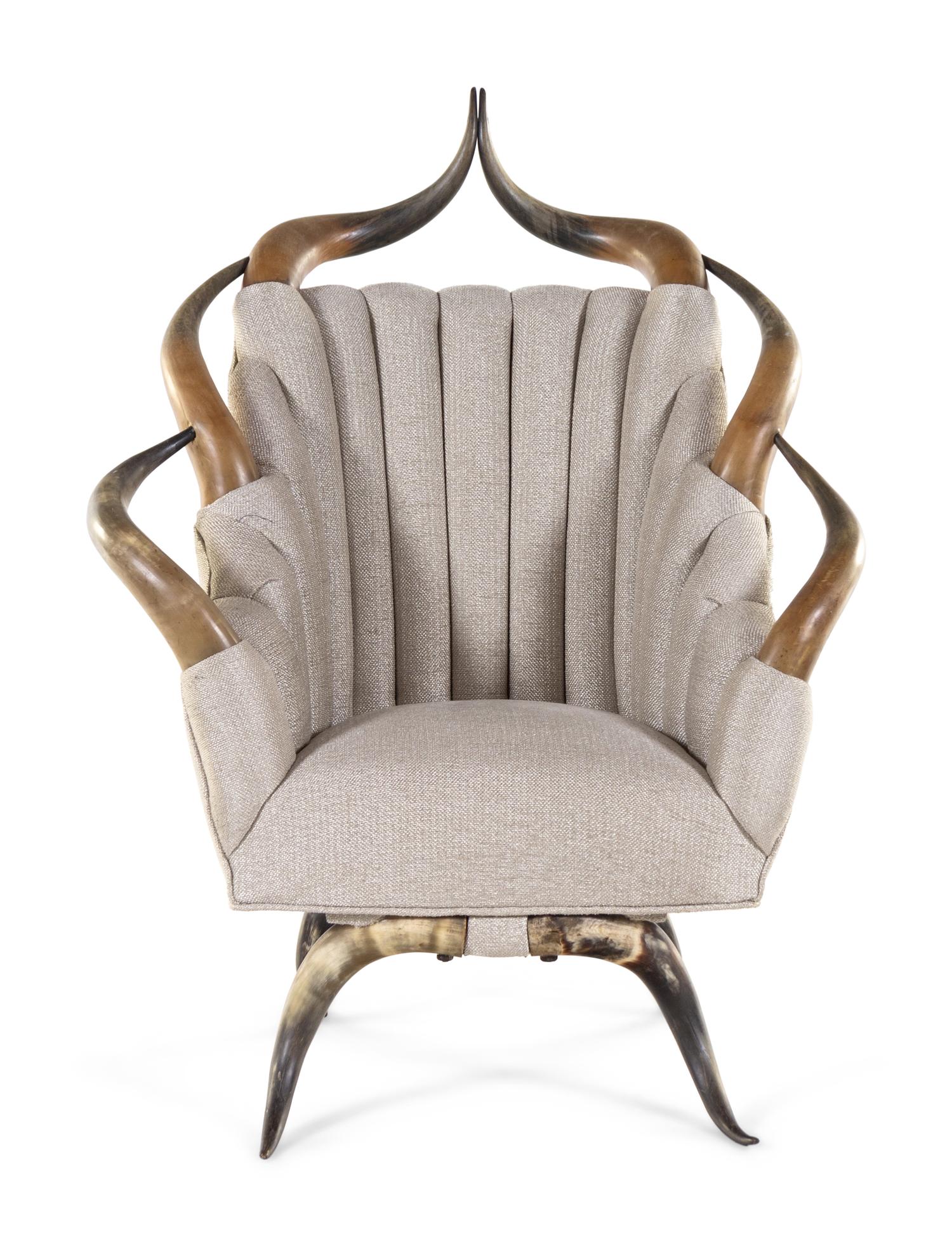 A Victorian Barrel-Back Horn Chair