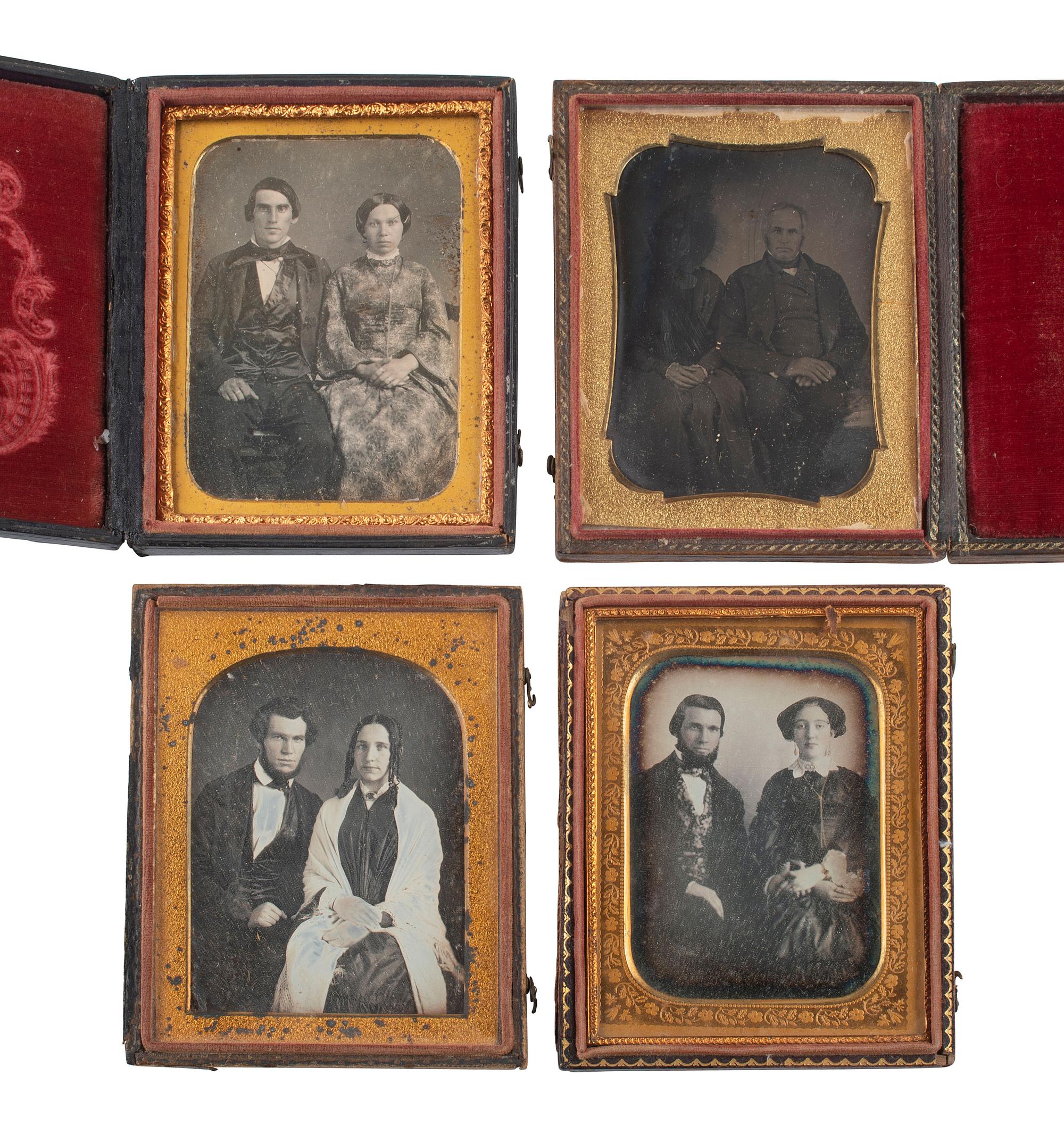 [EARLY PHOTOGRAPHY]. 27 quarter plate daguerreotypes of couples.
