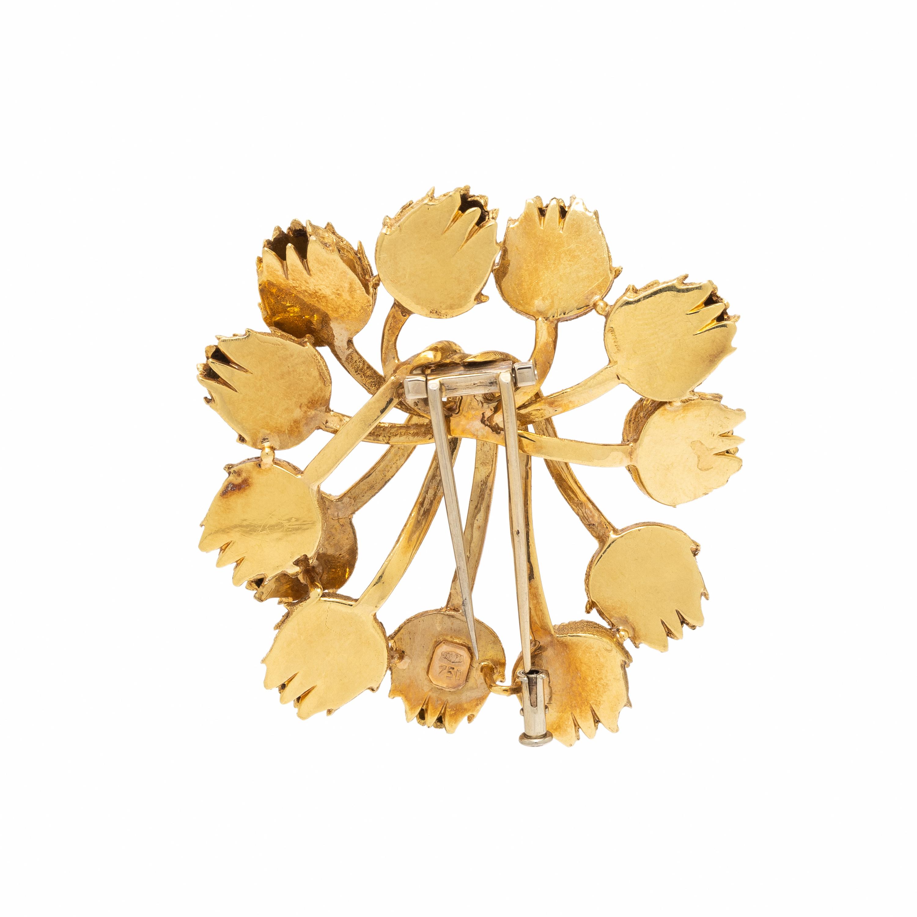 ITALIAN, YELLOW GOLD BROOCH