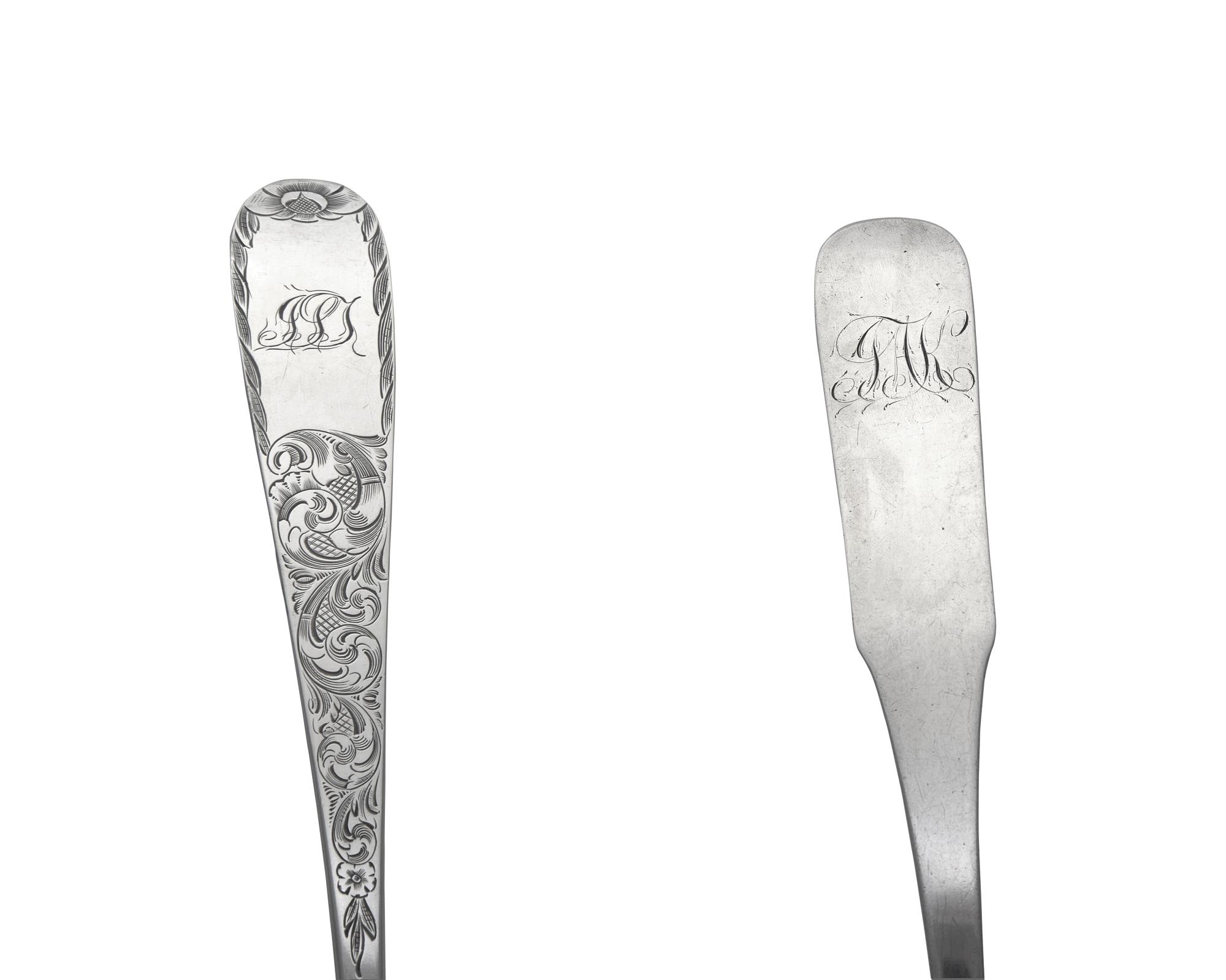 Two Federal Silver Punch Ladles